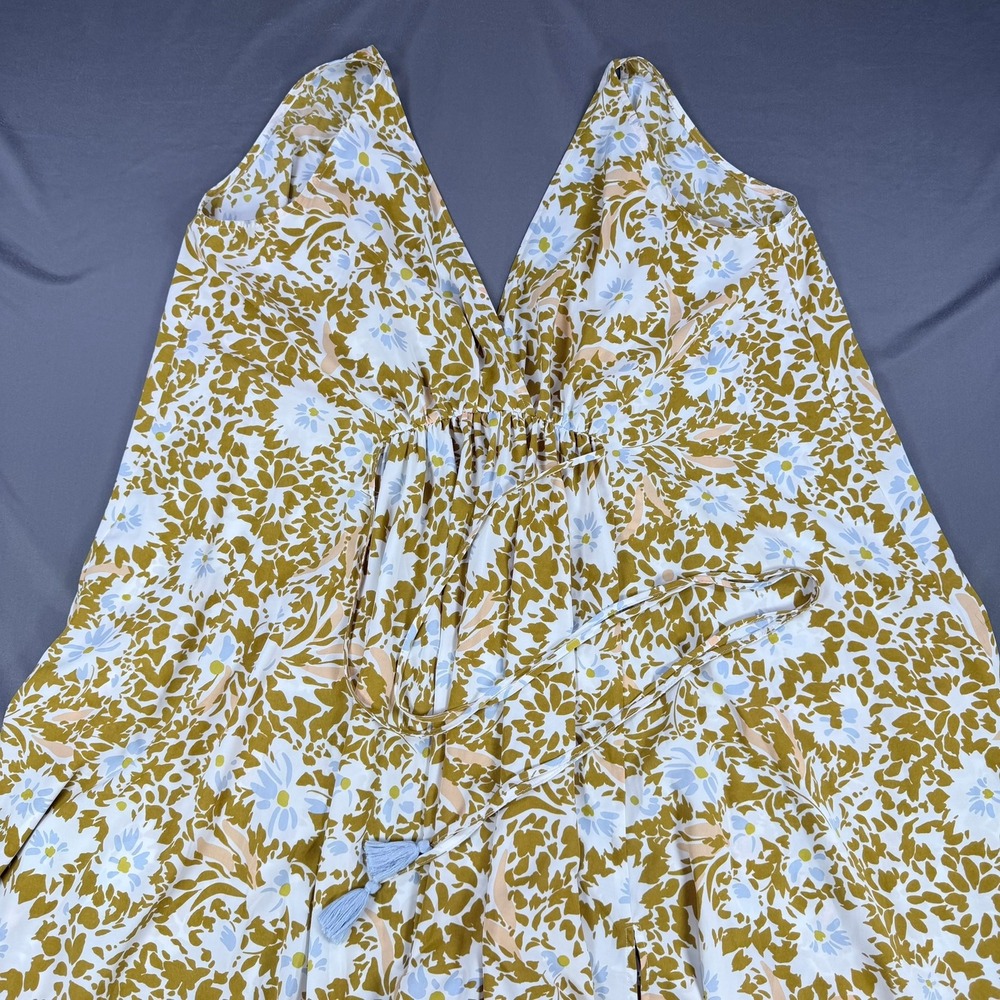 Show Me Your Mumu Floral Maxi Dress Womens M Yellow Blue Tassel Tie Boho Summer - Picture 8 of 12